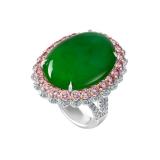 Lot #535 Jadeite Jade Ring with Pink Diamonds