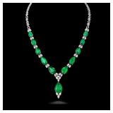 Lot #8144 Pear Shape Emerald with Diamonds