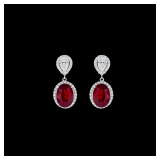 Lot# 9857 Natural Unheated Ruby & Diamond Earrings