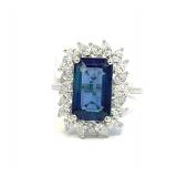Blue Sapphire and Diamond Ring