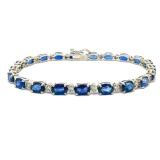 Lot #8262 Blue Sapphire & Diamond Bracelet