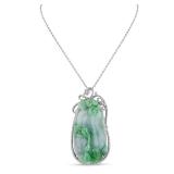 Lot #9056 Jadeite Jade Pendant with Diamonds-GIA Certified