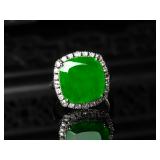 Lot #8097 Jadeite Jade Ring with Diamond-GIA Certified