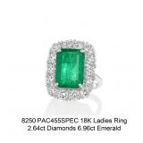 Lot #8250 Emerald & Diamond Halo Ring-GIA Certified