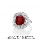 Lot #8274 Unheated Ruby & Diamond Ring-GIA Certfied