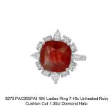 Lot #8275 Unheated Ruby & Diamond Ring