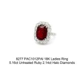 Lot #8277 Unheated Ruby & Diamond Ring -GIA Certified