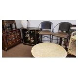 Bar stools and bamboo table