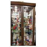 all glass china cabinet with wood trim