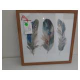3 feathers framed picture $7.50