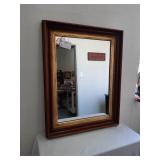 Square wood and gold framed mirror $100.00
