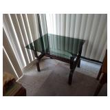 mid century smoky glass top table  $45.00