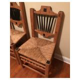 Rush Seat Set of 6 Rustic Chairs