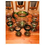 Set of 7 Handblown Glass Pitcher and Glasses