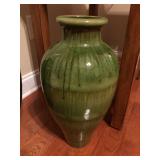 2 Large Green Pottery Vases