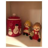 Cookie jar and Vintage Raggedy Ann and Andy