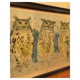 Framed Three Owls by Fritz Hug
