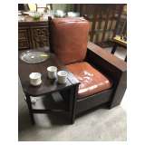 Very Unique Handcrafted Chair with Bookshelf and Drop Side