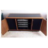 wood cabinet w/ built in Magnovox stereo components and speakers