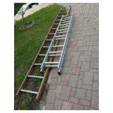 Alum. ext. ladder and fiber glass ladder