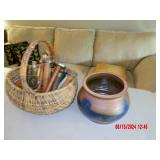 basket spools crock