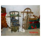old sleds, ice skates