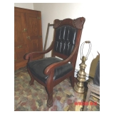old leather/wood chair