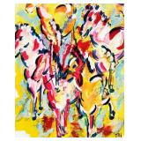 Modern Mixed Media Painting by Marvin Turk, Israel HORSE PLAY