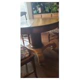 Antique Oak Round Pedestal Table
