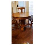 Antique Oak Round Pedestal Table