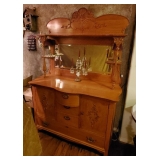 $900 Early 1900s Oak Mirrored Sideboard