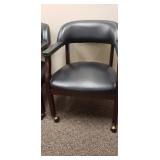 $75ea Side Chairs w/Castors, Dark Green Vinyl