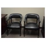 $75ea Side Chairs w/Castors, Dark Green Vinyl