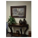 $150 Side Table w/Wood Inlay, 56" x 19"