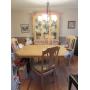 Blonde dining set; seating capacity for 8