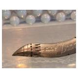 Silver Brooch Pin Bovine Handle