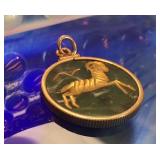 VTG 14K Jade Charm 