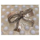 Metal Marcasite Bow Pin