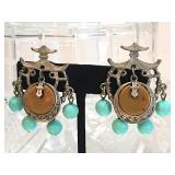 ART Signed Pagoda Earrings