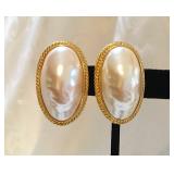 Designer Givenchy Mabe Glass  Pearl Earrings 