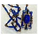 Art Deco Blue Peking Glass Czech Necklace 