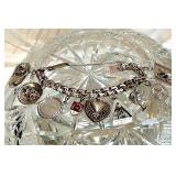 New Orleans Puffy Heart Sterling Charms Bracelet 