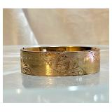 Art Deco Gold Filled Wide Bangle Bracelet 