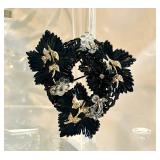 Miriam Haskell Black Enamel Brooch 