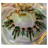 Iman Emerald Green Glass Necklace & Earrings Seete