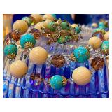 Vendome Faux Ivory Stripe Easter Egg Beaded Necklace 