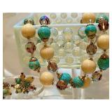 Aurora Borealis Faceted Glass Beads & Rhinestone 