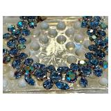 Weiss Blue Purple Aurora Borealis Rhinestone Bracelet 