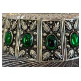 Egyptian Revival Deco Design Glass Cabochon Bracelet