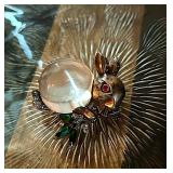 Crown Trifari Sterling Jelly Belly Brooch Pin 